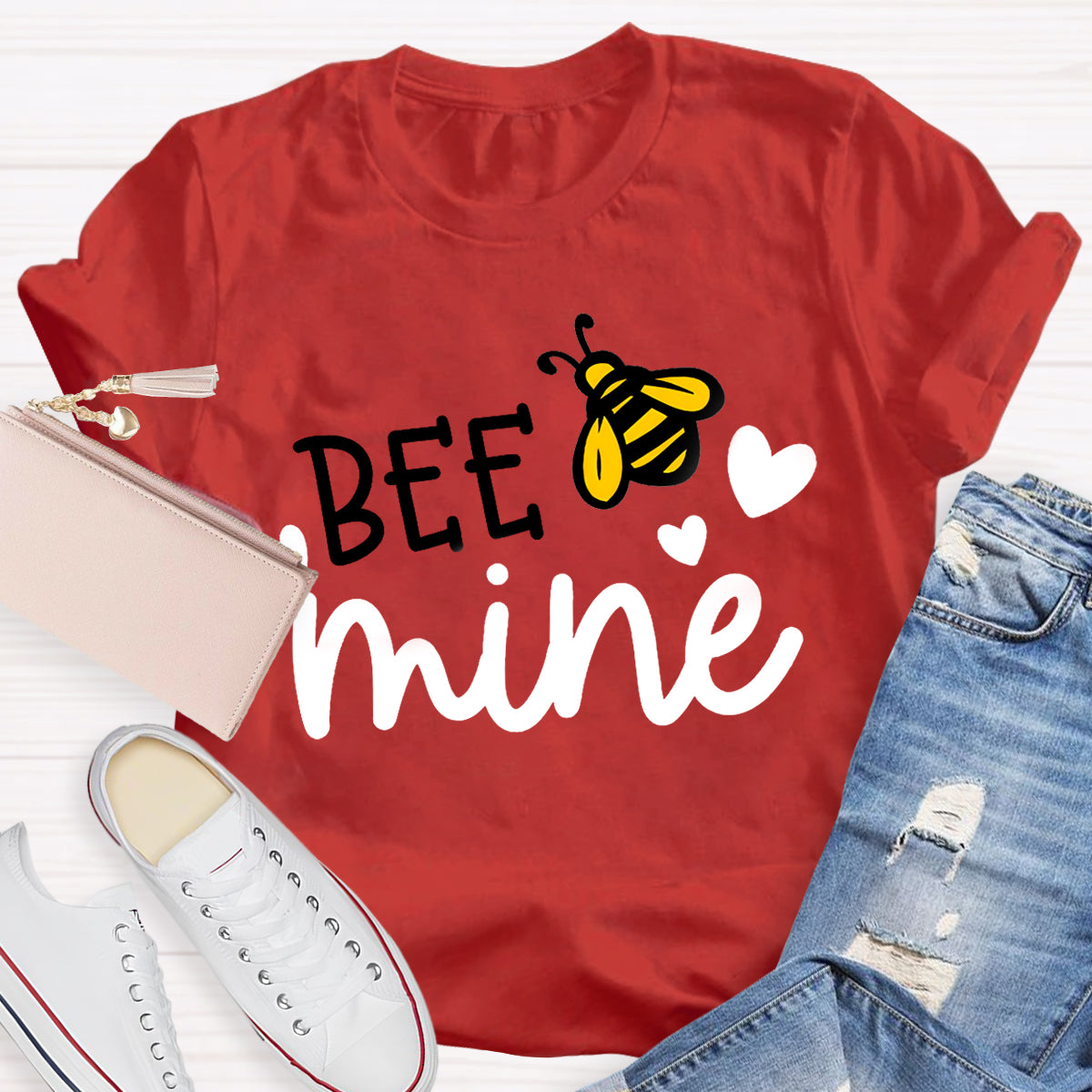 Be  Mine Heart Printed Teacher T-Shirt