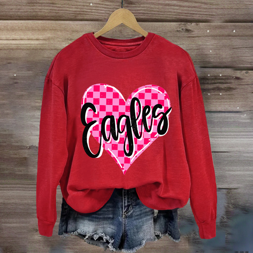 Personalized Mascot Pink Heart Sweatshirt