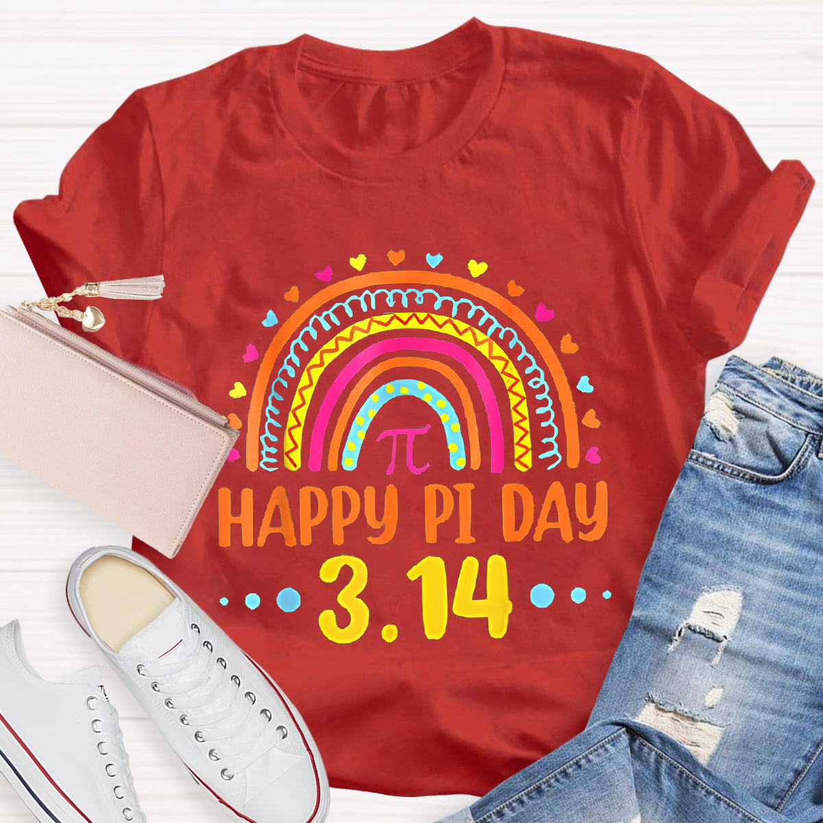 Happy Pi Day Rainbow Teacher T-Shirt