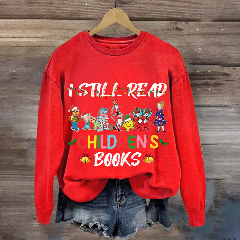 I Still Read Children Books Christmas Light  Sweatshirt