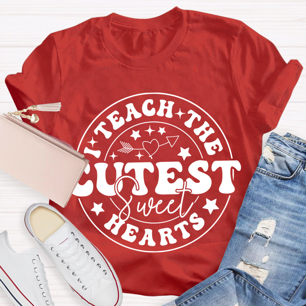 I Teach The Cutest Sweat Heart Teacher T-Shirt