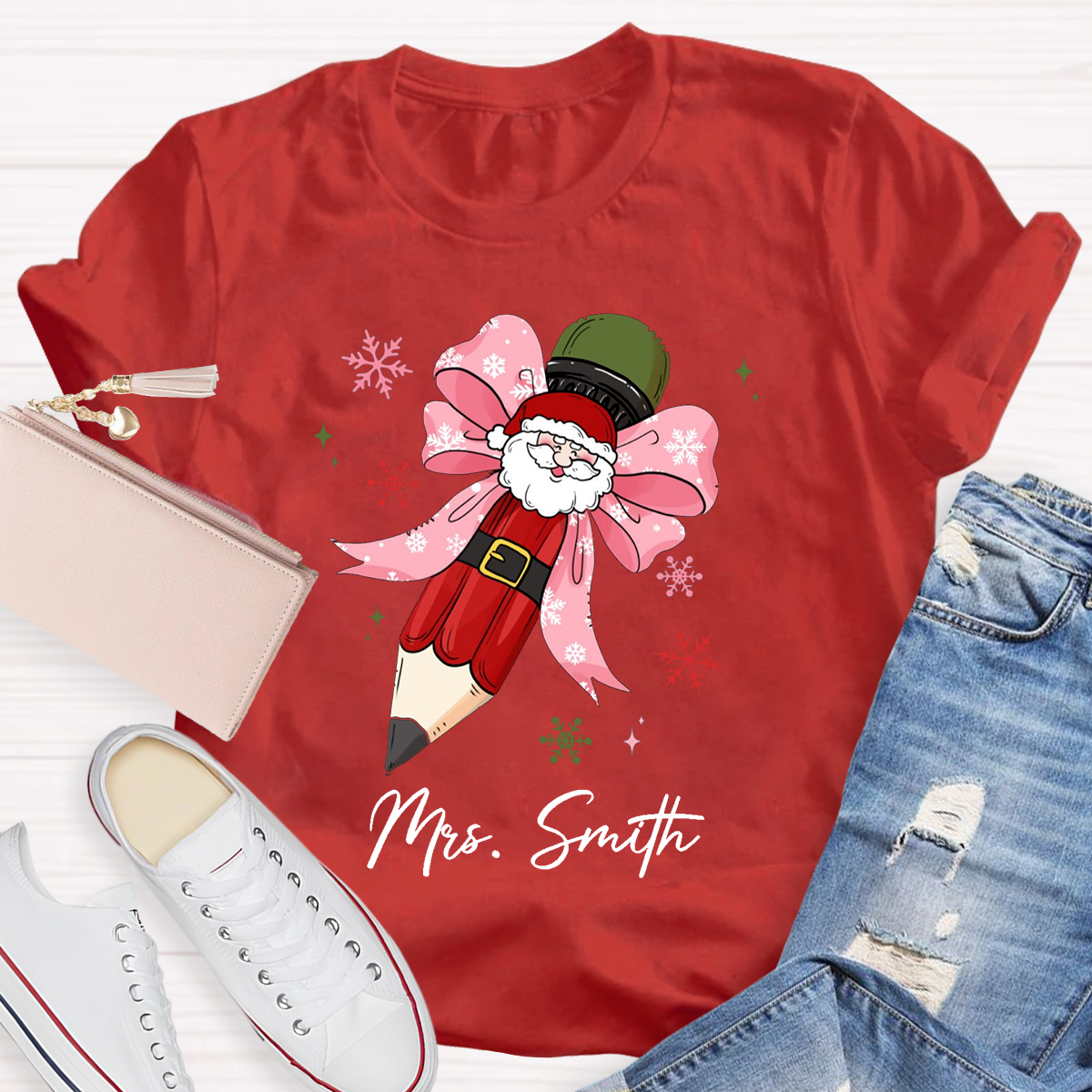 Personalized Name Pencil Teacher T-Shirt