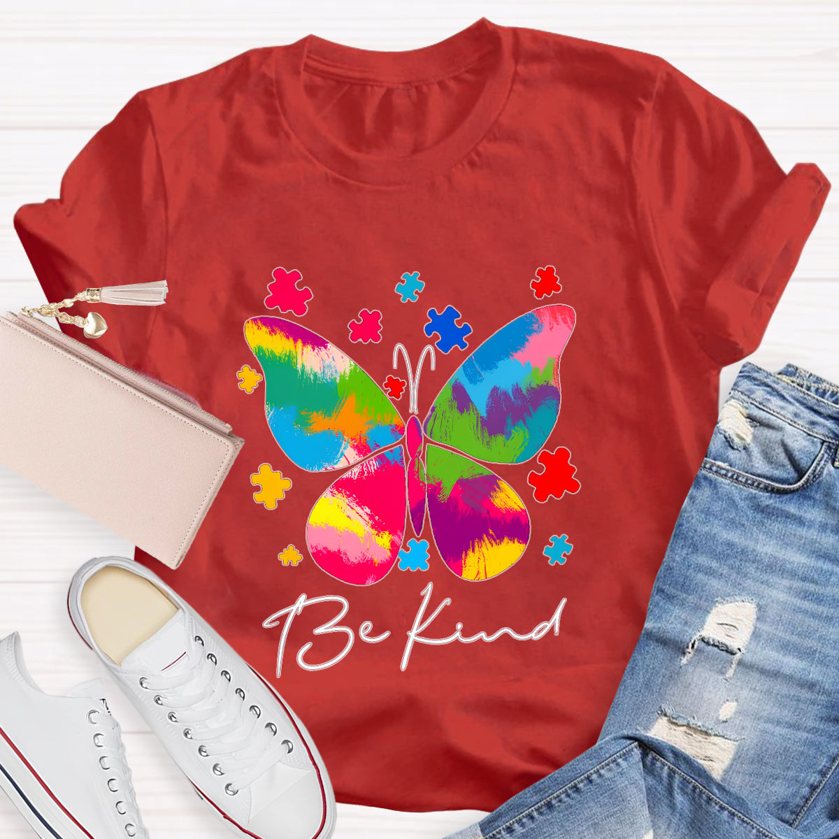 Be Kind Butterfly Teacher T-Shirt