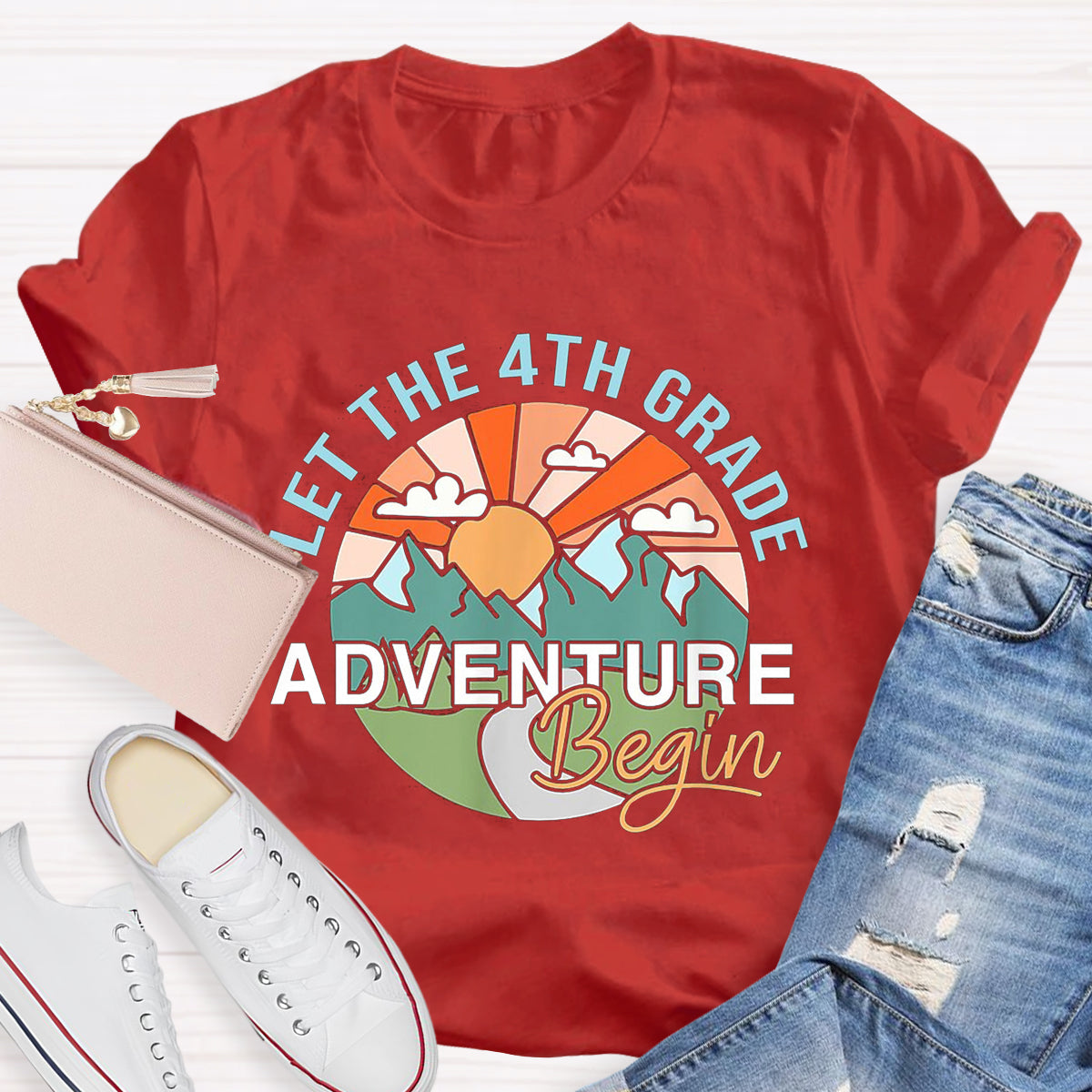 Personalized Grade Let The 4th Grade Adventure Begin Teacher T-Shirt