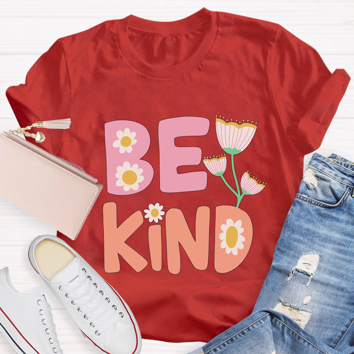 Be Kind Flower Teacher T-Shirt