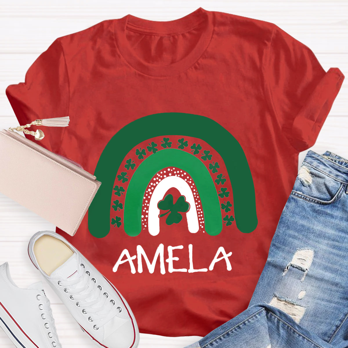 Personalized Name Green Rainbow St Patrick's Day T-Shirt