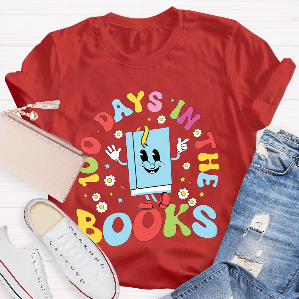 100 Days In The Books Happy Book Teacher T-Shirt