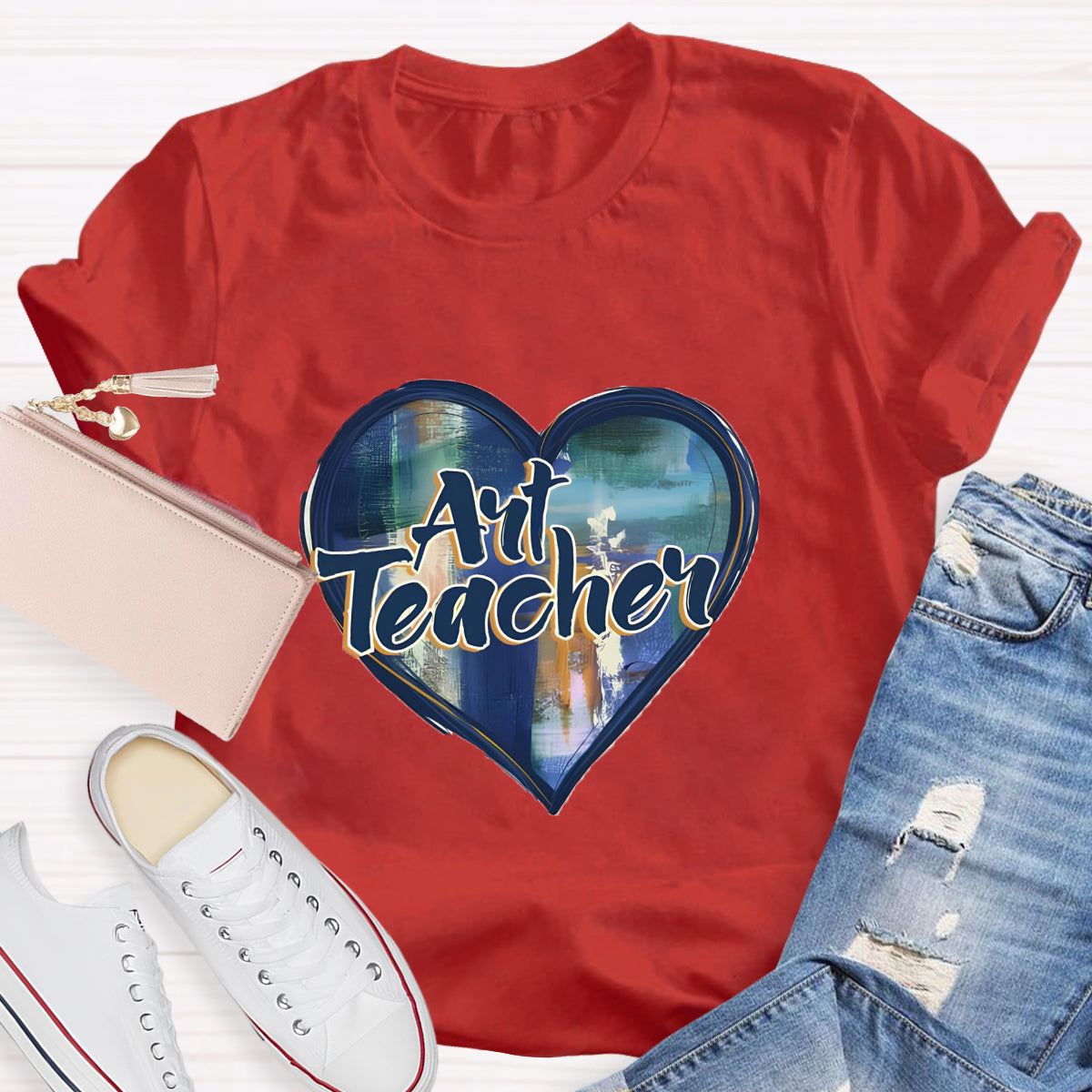 Printing Art Teacher Heart T-Shirt