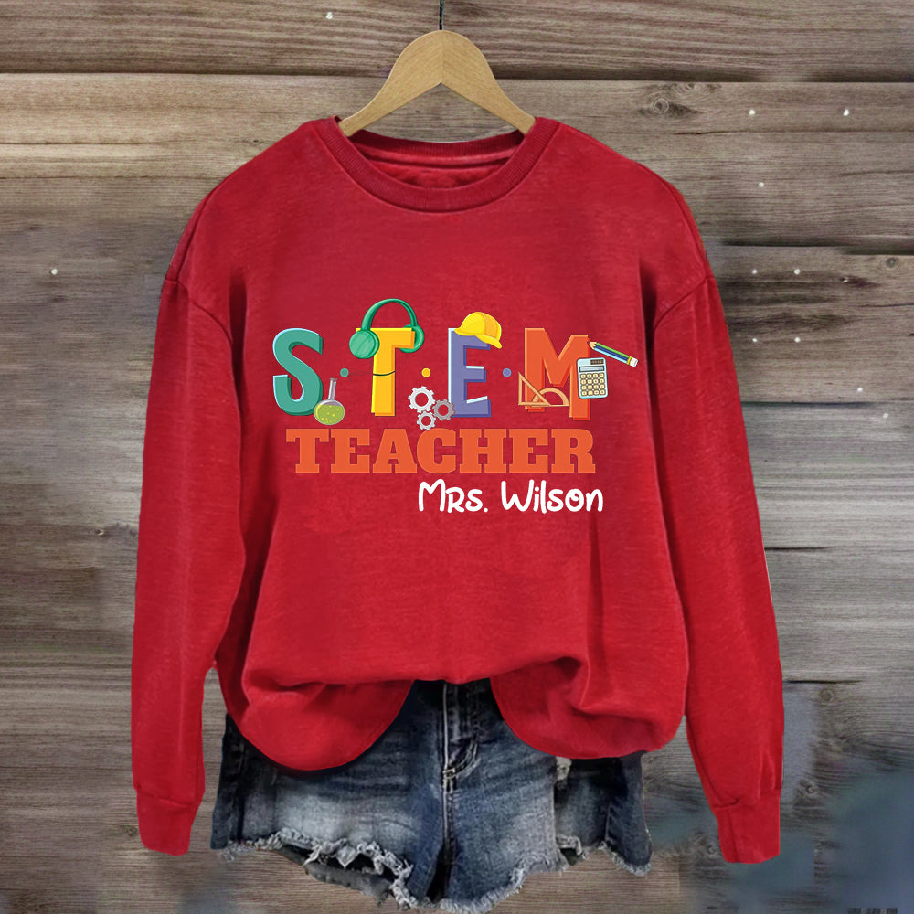 Personalized Name STEM Teacher Pencil Sweatshirt