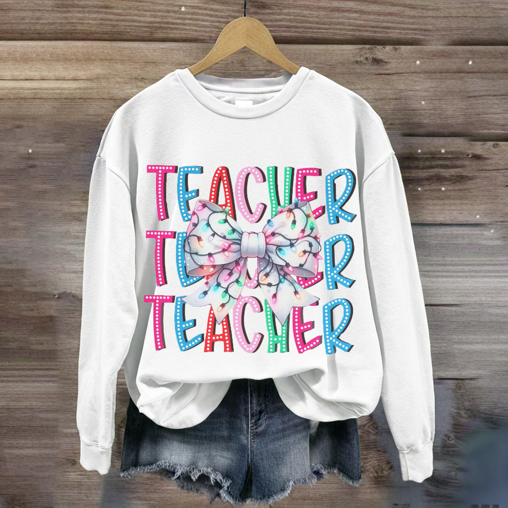 Christams Teacher Bow Sweatshirt