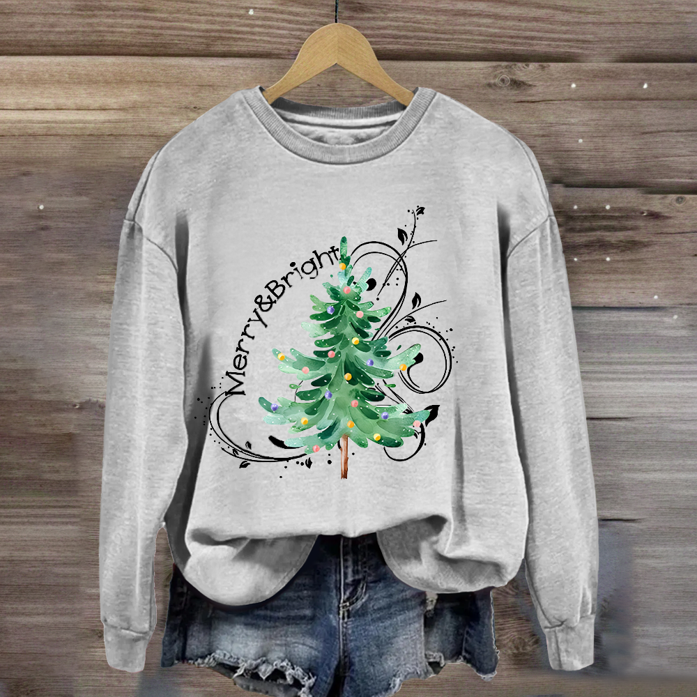 Merry And Bright Christmas Tree Sweatshirt