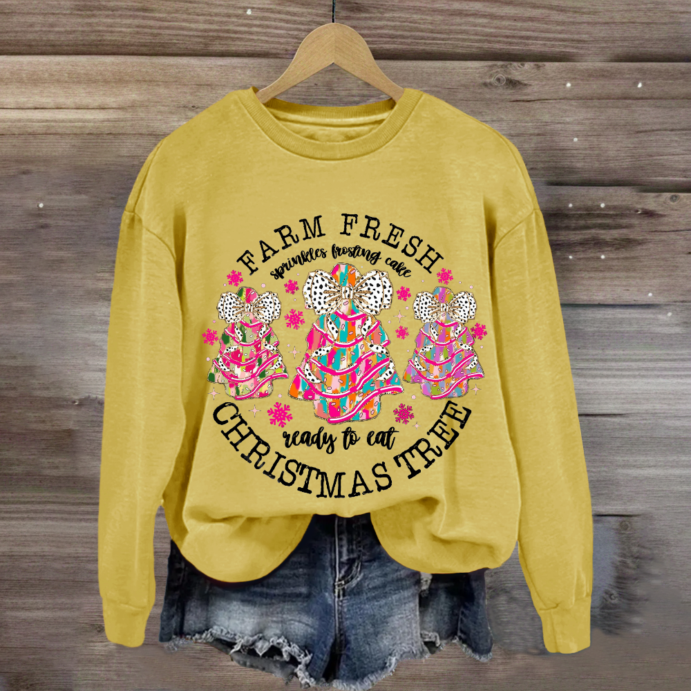 Farm Fresh Christmas Tree Spirals Frosting Cake Ready To Eat Sweatshirt