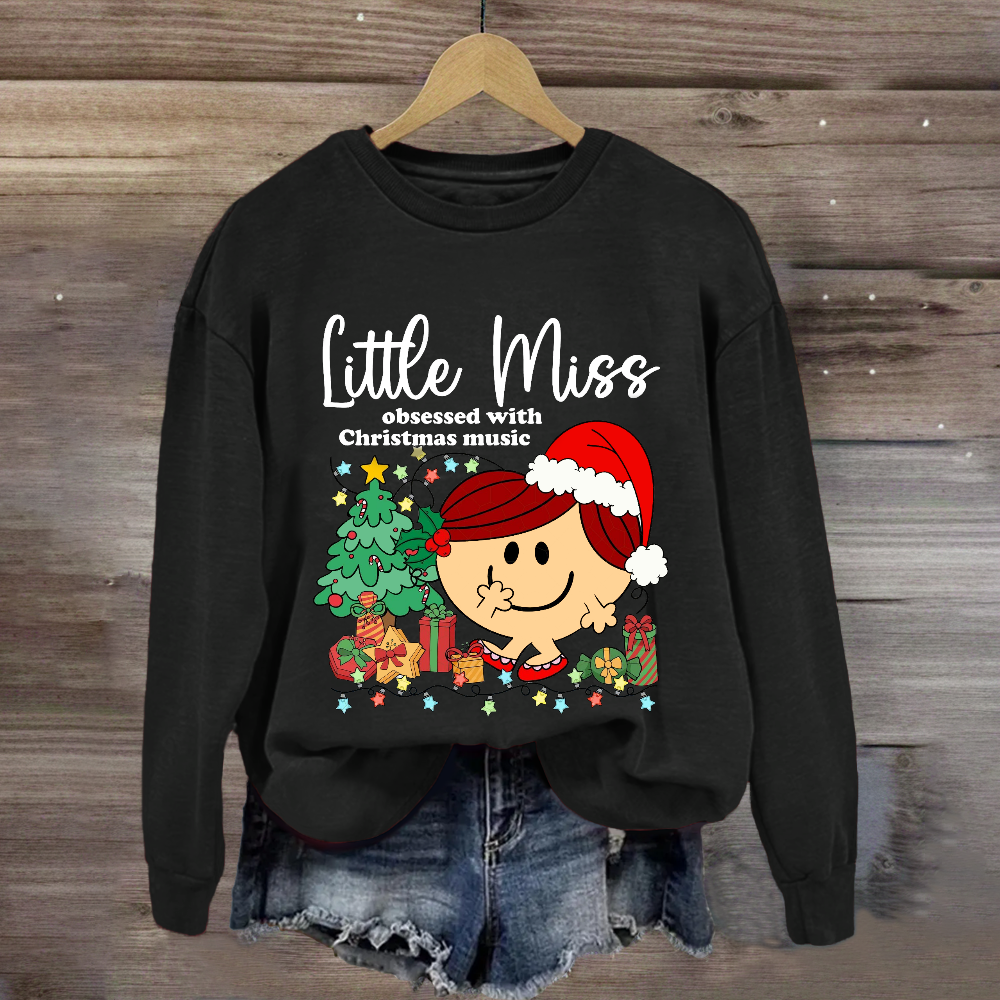 Little Miss Obsessed With Christmas Music Sweatshirt