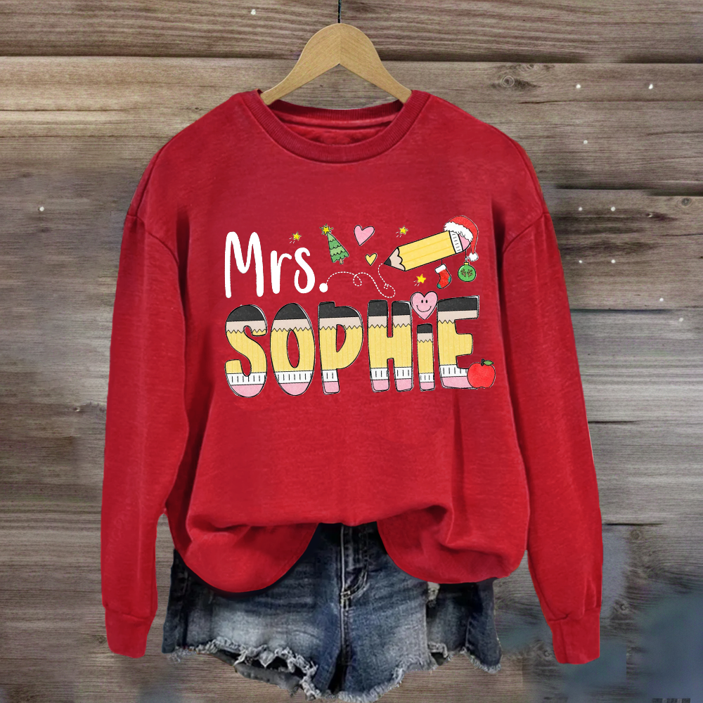 Personalized Name Pencil Christmas Tree Sweatshirt