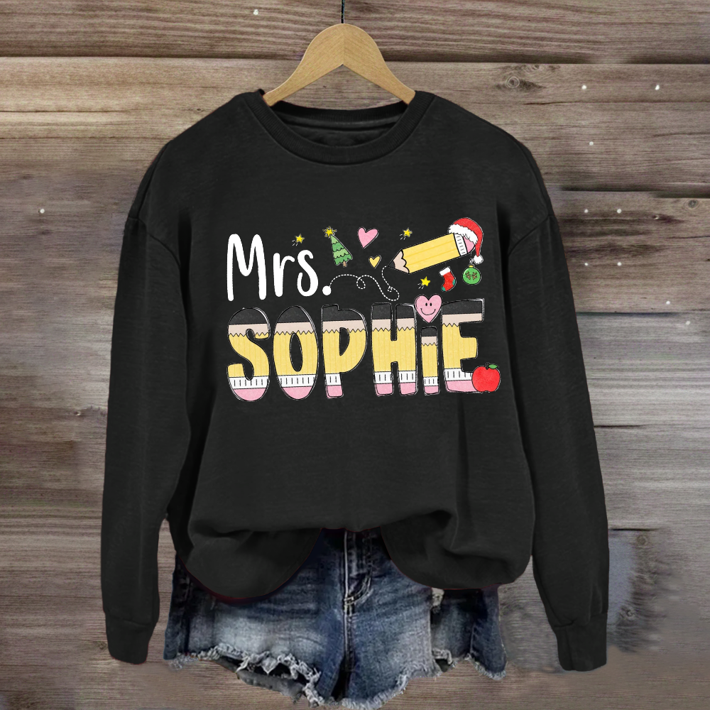 Personalized Name Pencil Christmas Tree Sweatshirt