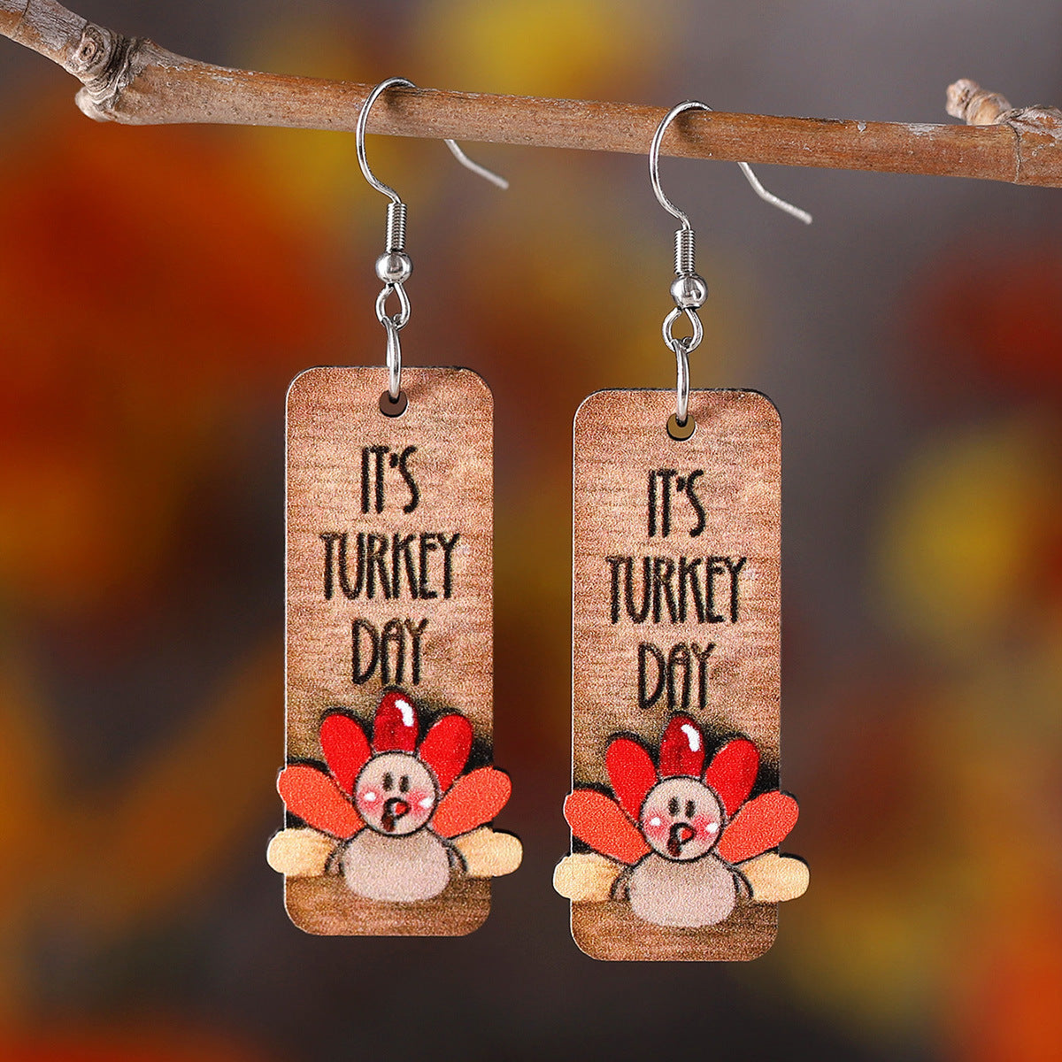 Funny Turkey Pendant Double-Sided Earrings