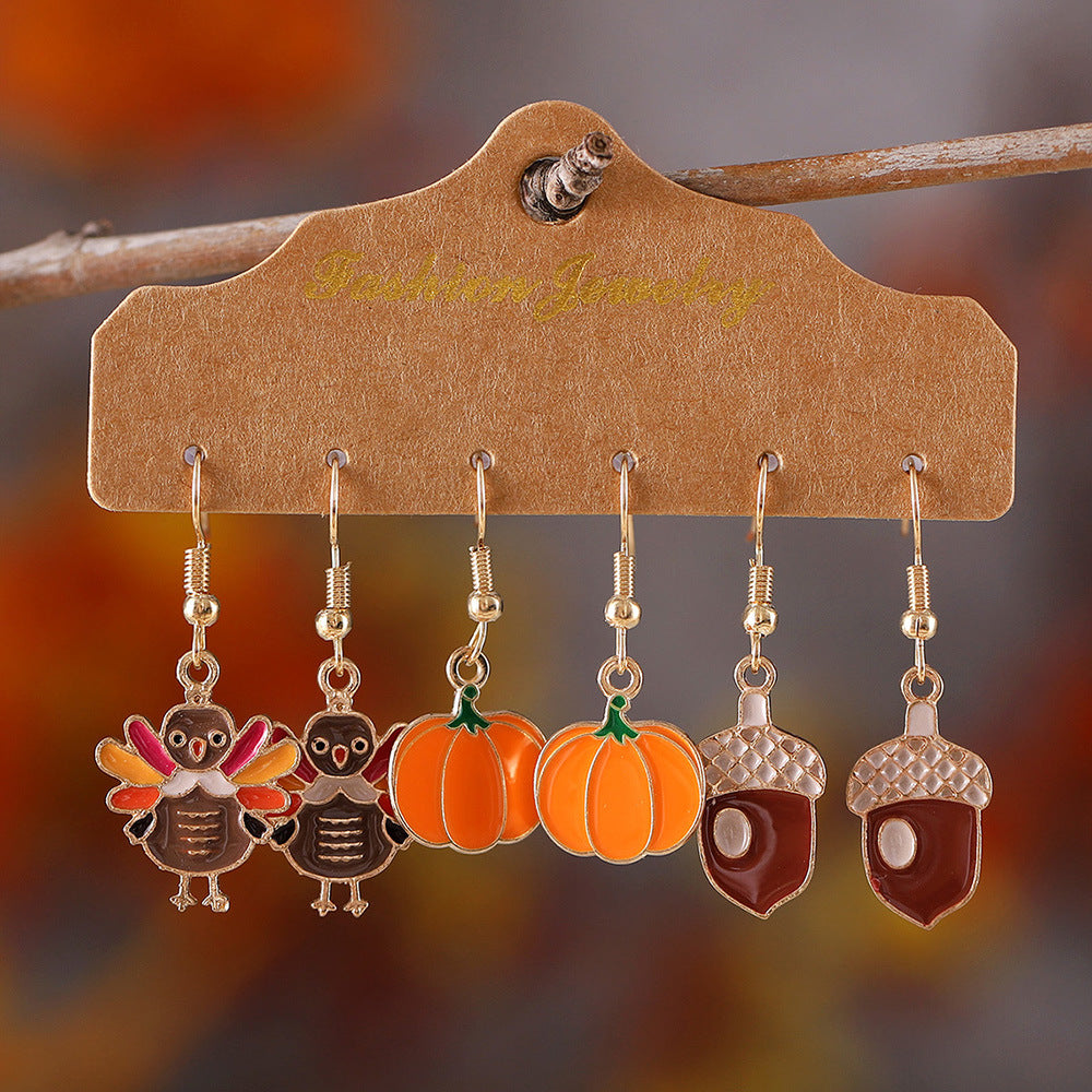 Turkey Pumpkin Earring Set