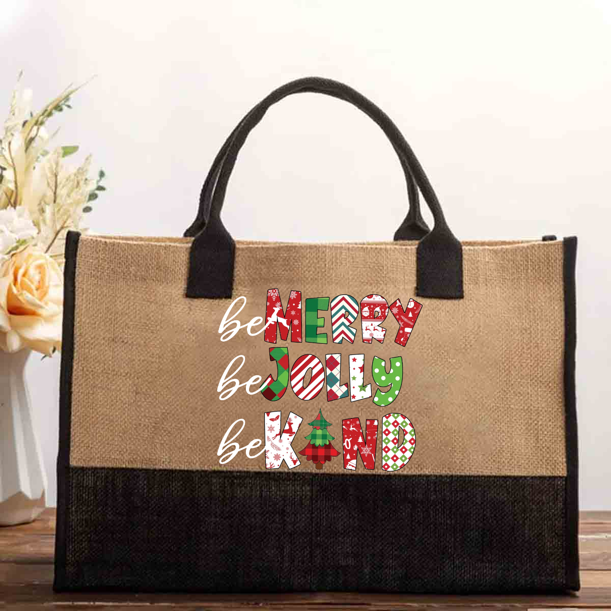 Be Merry Be Jolly Be Kind Cotton Tote Bag