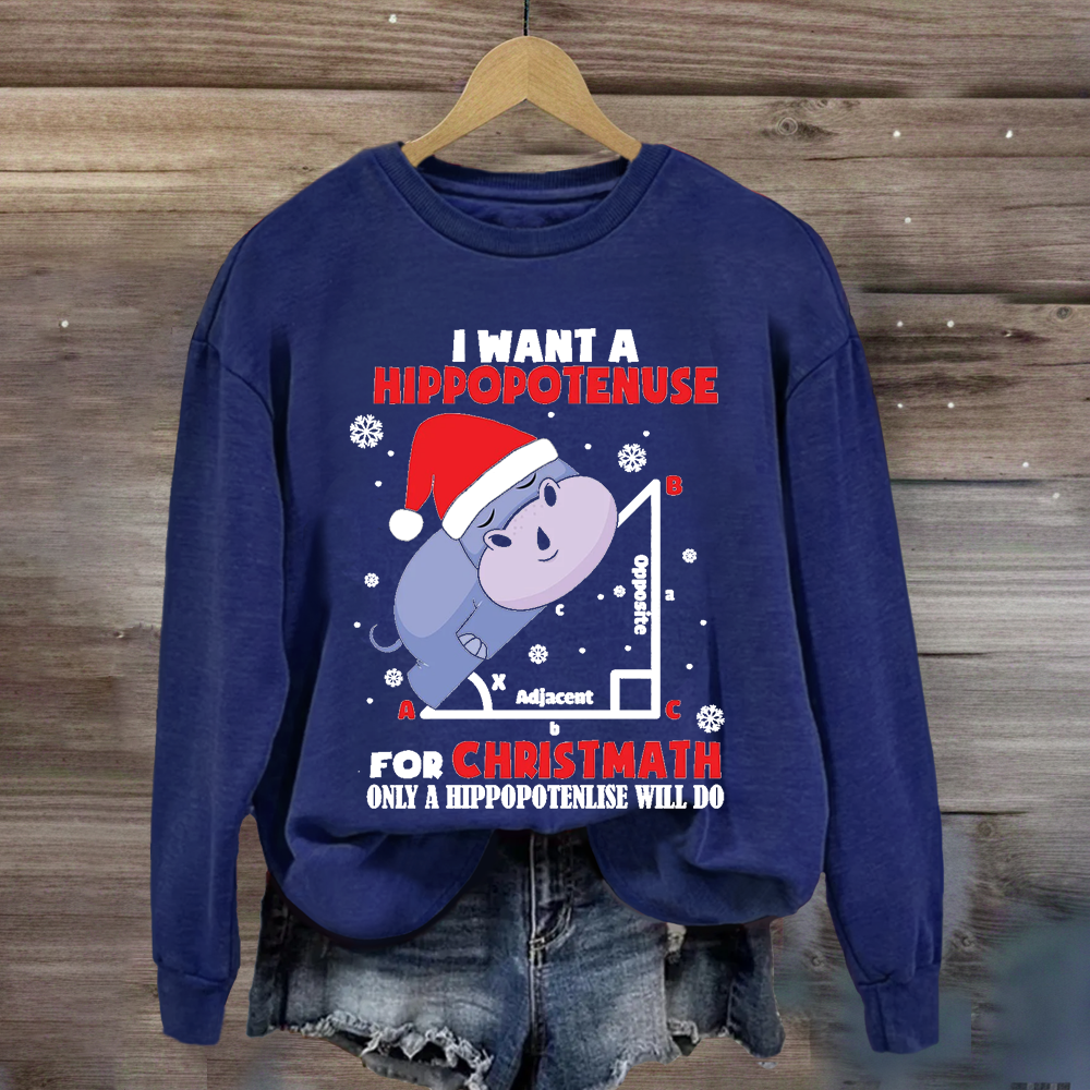 I Want A Hippopotenuse For Christmas Sweatshirt