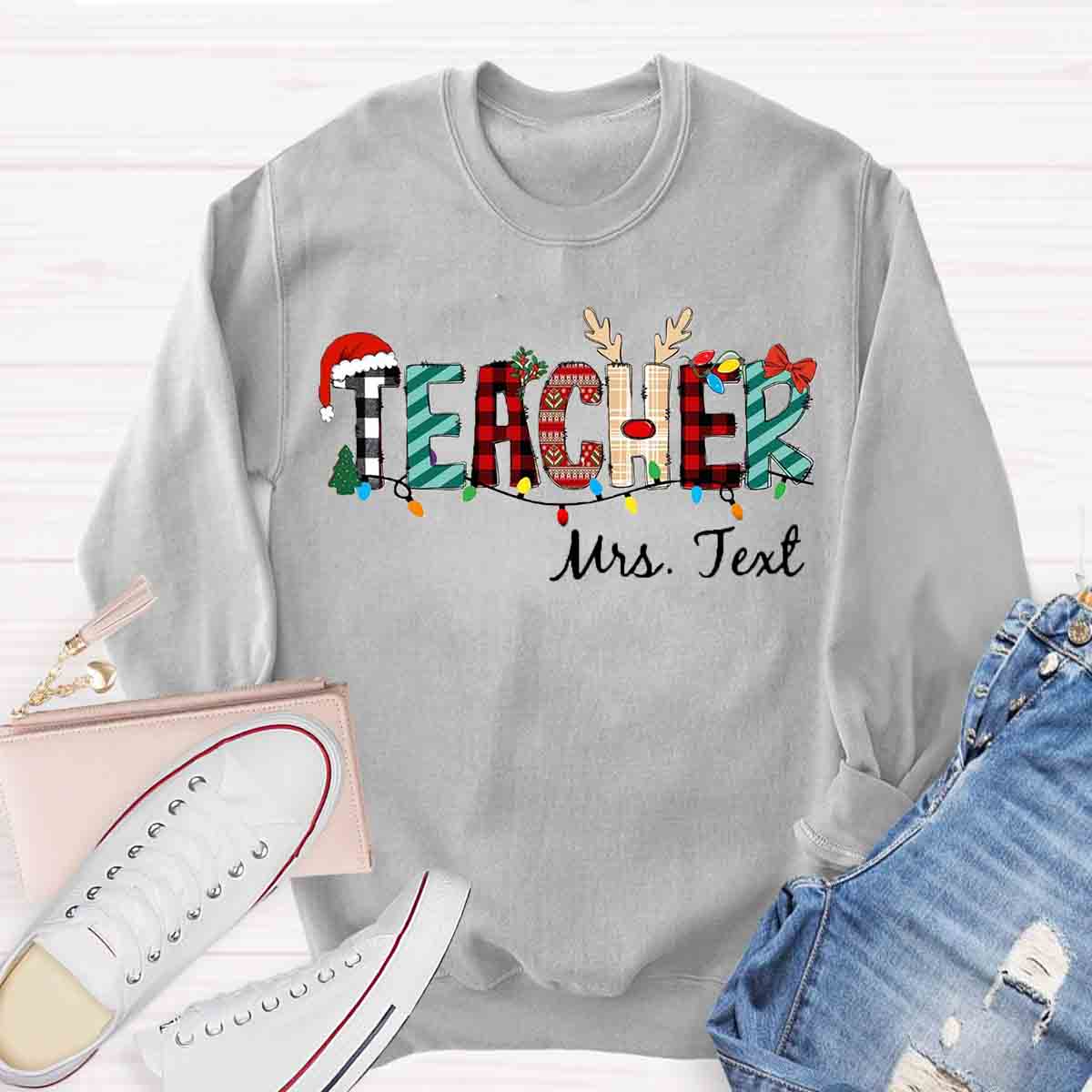 Personalized Name Christmas Plaid Sweatshirt