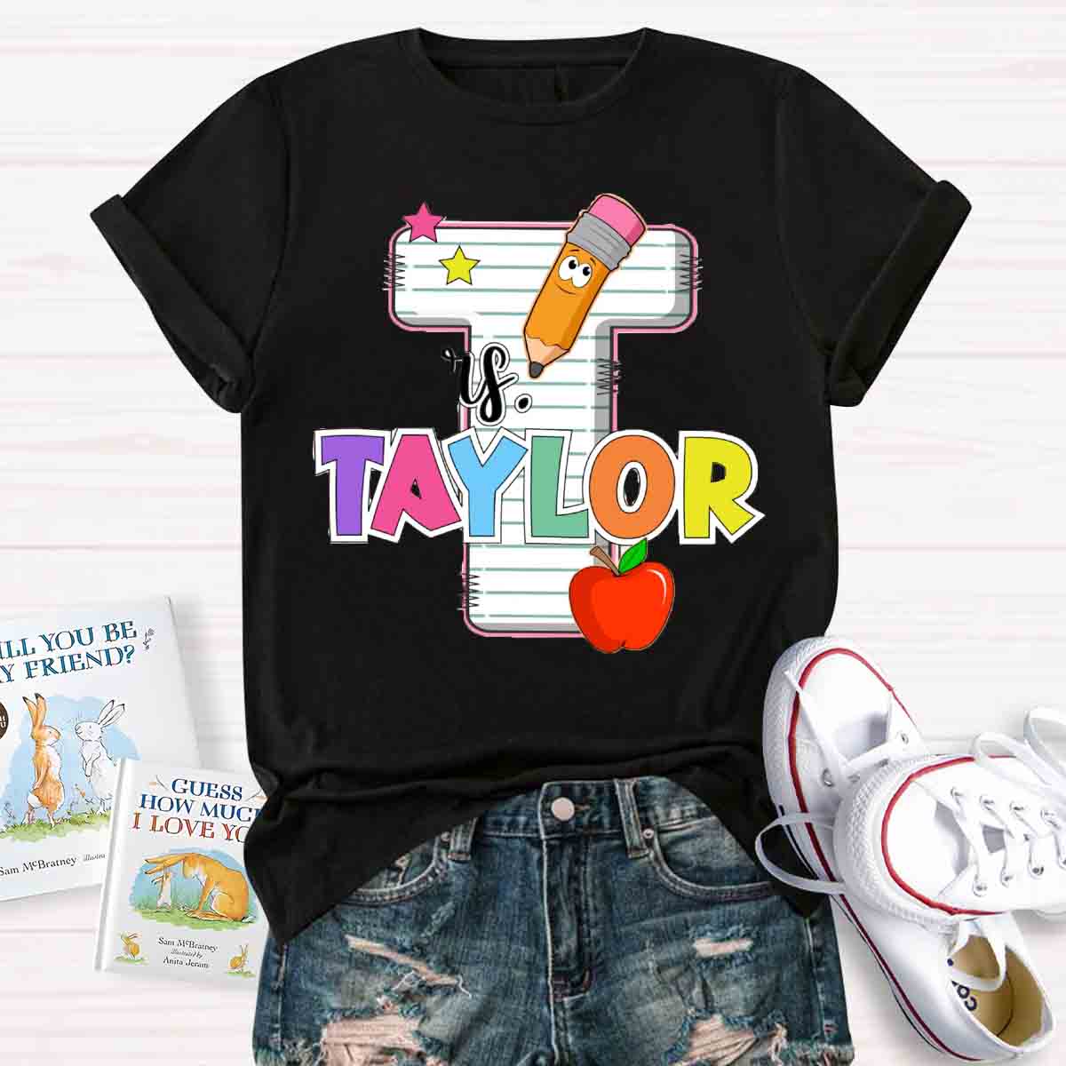 Personalized Teachers Initials Name T-shirt