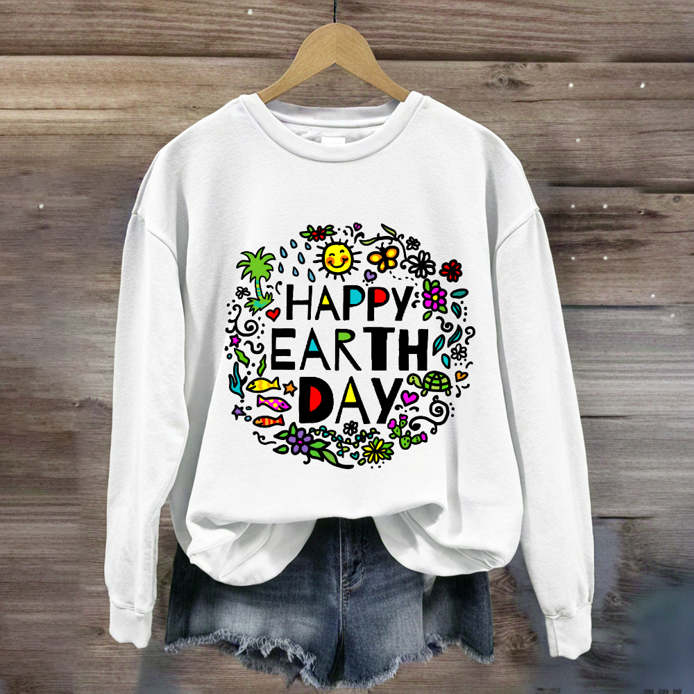 Happy Earth Day Floral Sweatshirt