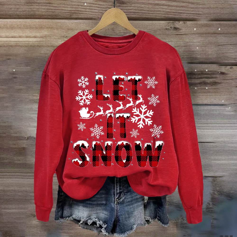 Let It Snow Red Plaid Sweatshirt