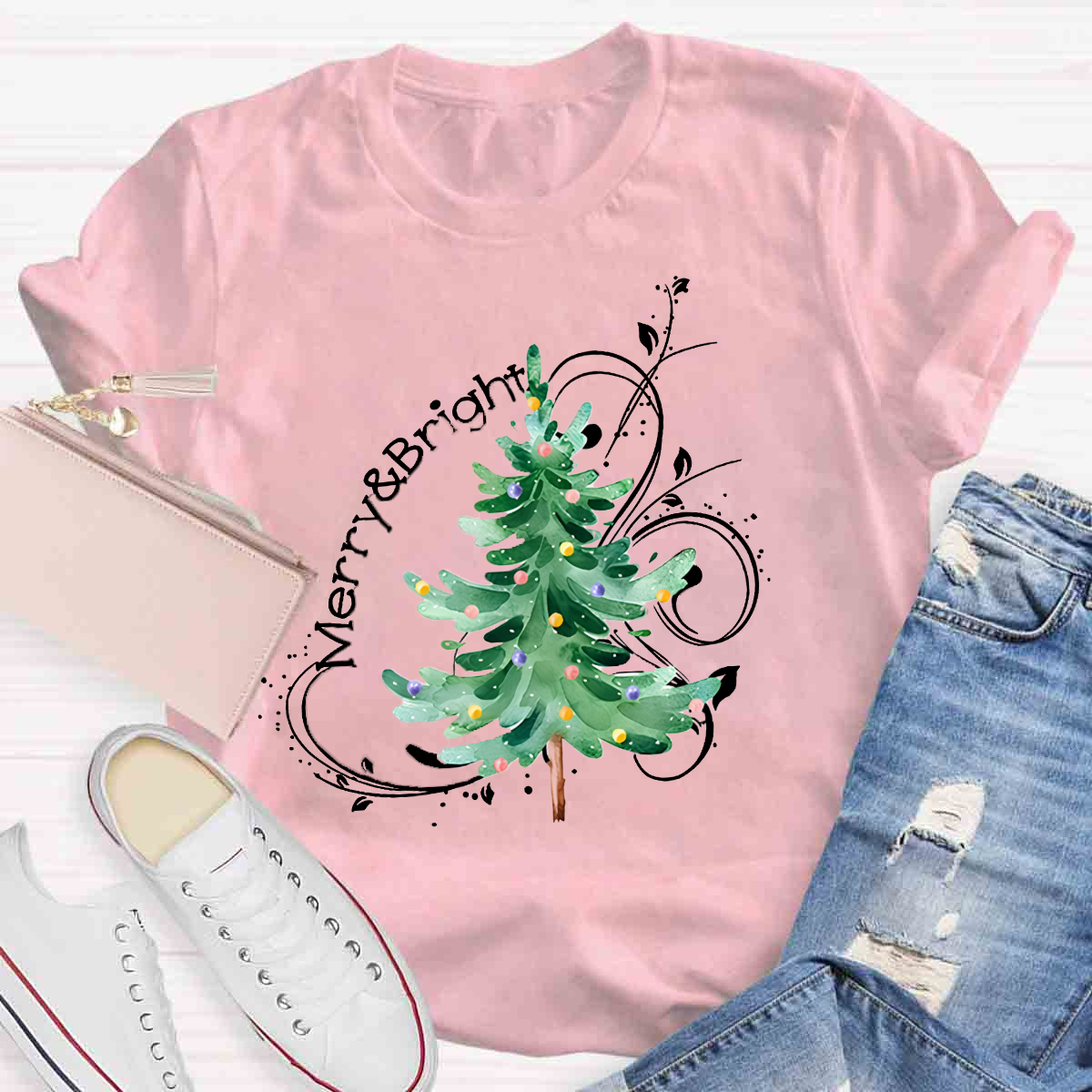 Merry And Bright Christmas Tree Class T-Shirt