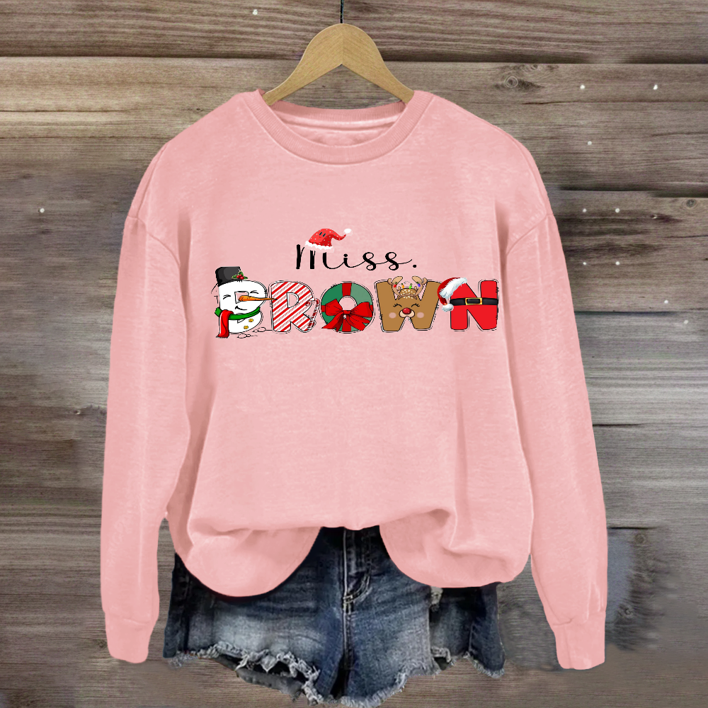 Personalized Name Christmas Hat Snowman Design Sweatshirt