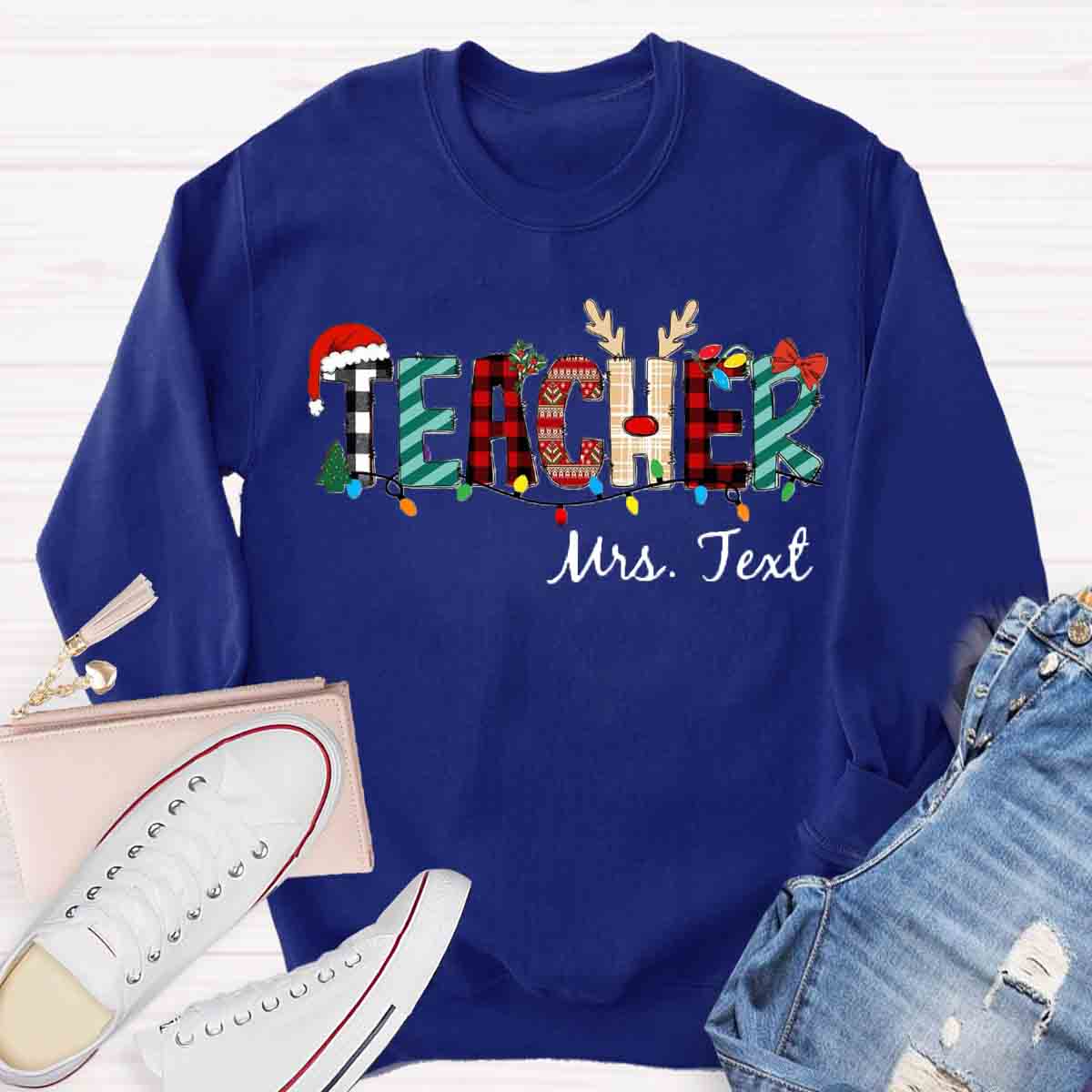 Personalized Name Christmas Plaid Sweatshirt