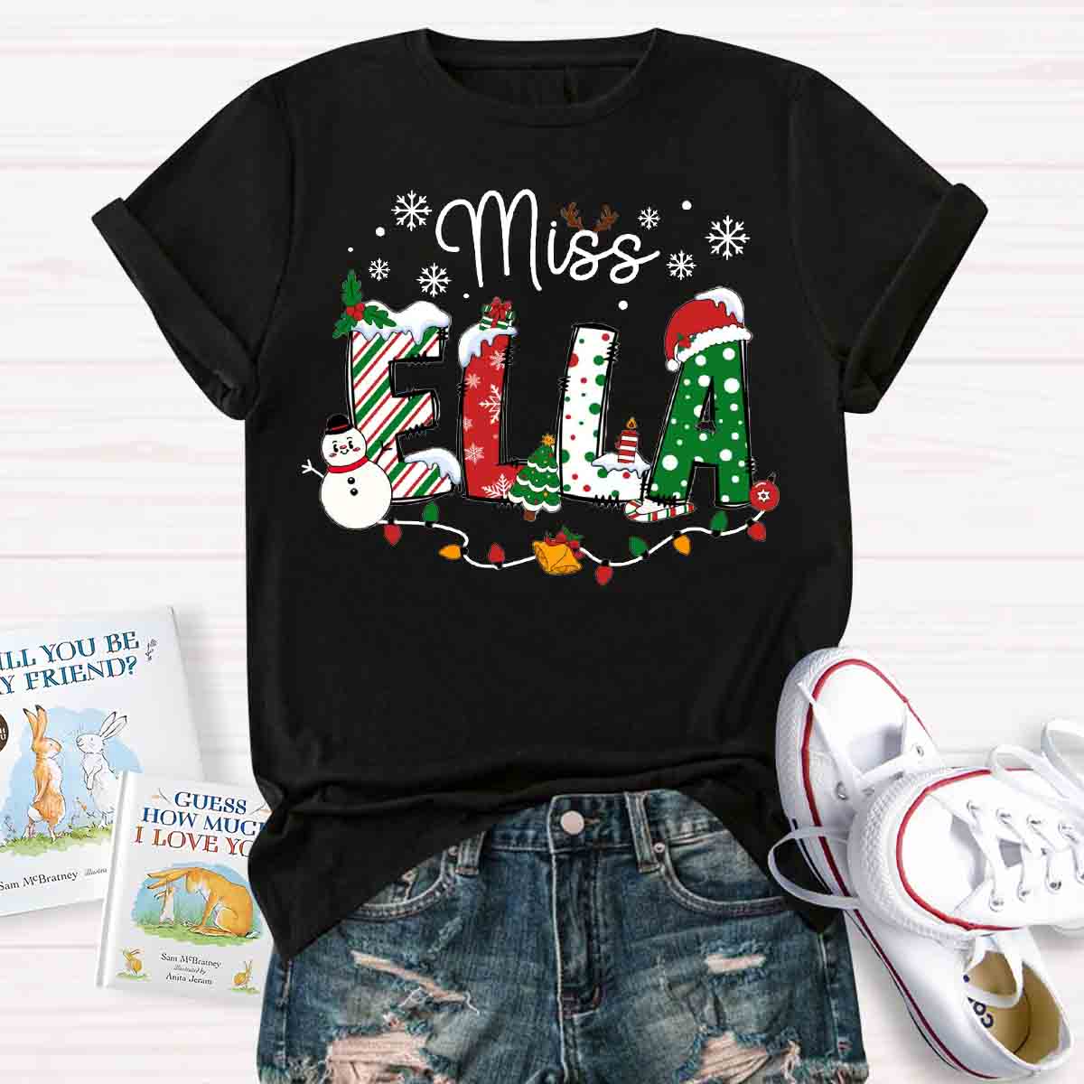 Personalized Christmas Name Teachers T-shirt