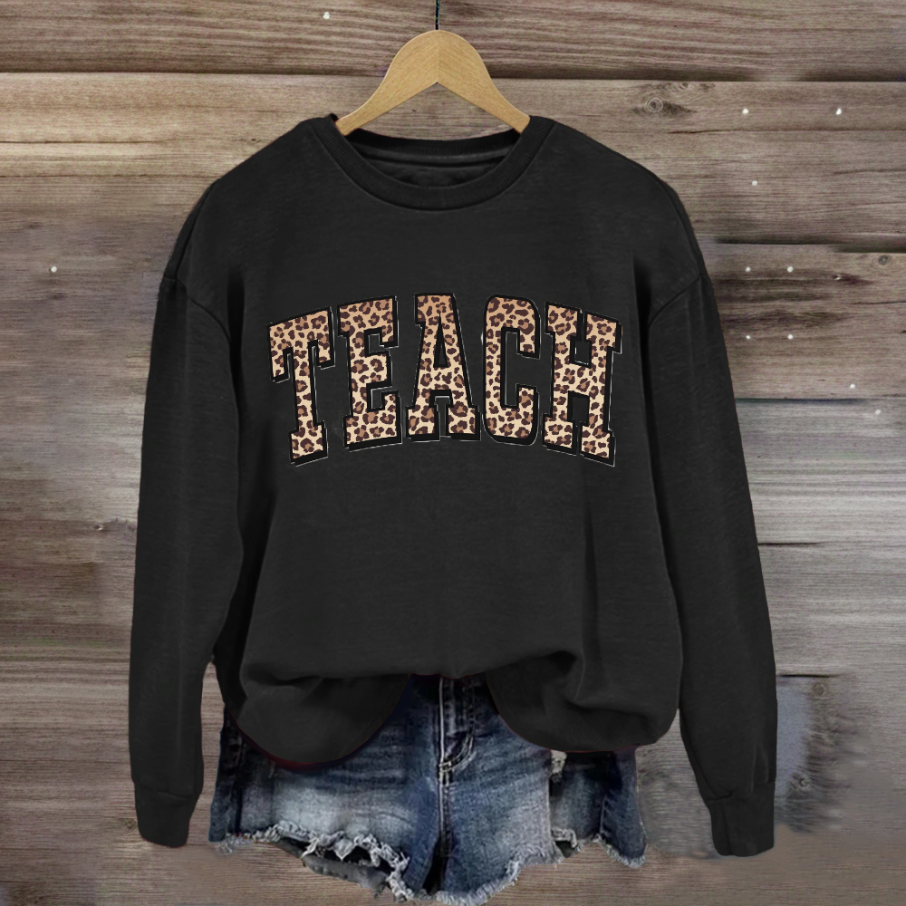 Leopard Teach Print Sweatshirt