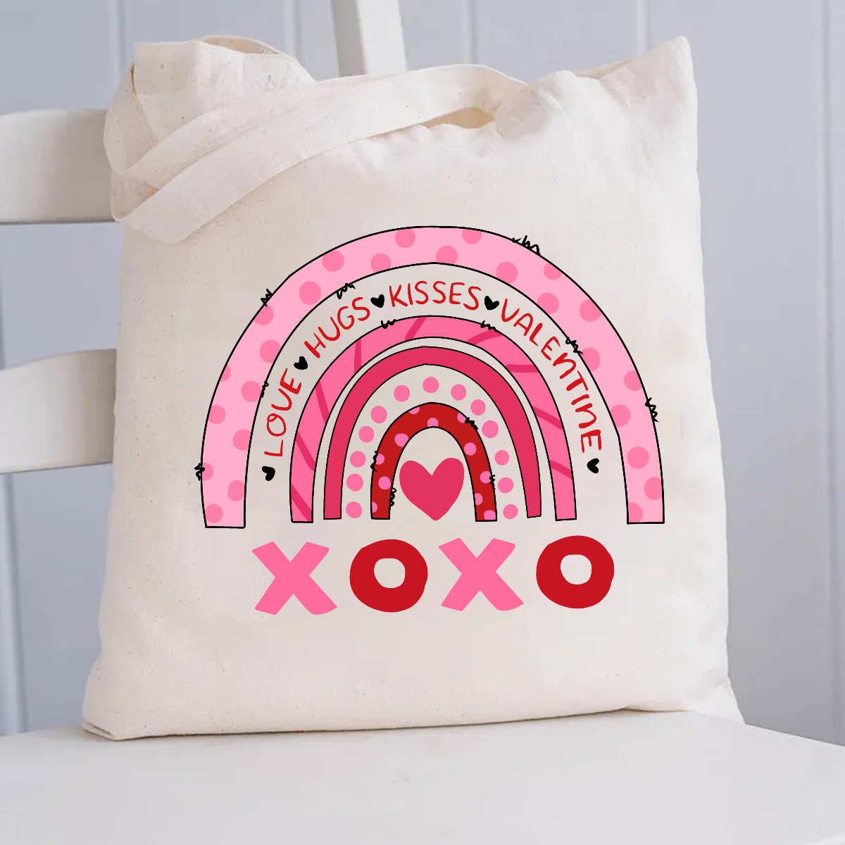 Love Hugs Kisses Valentines Canvas Tote Bag