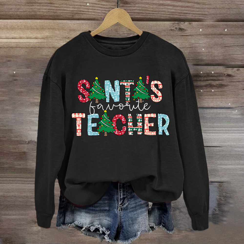 Santa's Favorite Teacher Christmas Tree Sweatshirt