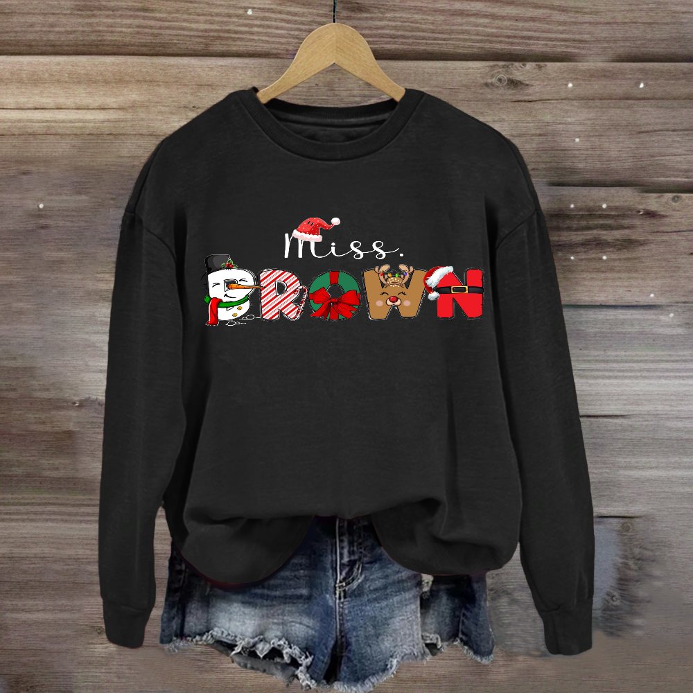 Personalized Name Christmas Hat Snowman Design Sweatshirt