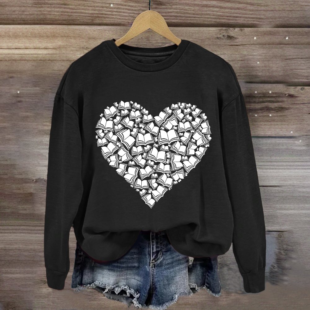 Love Books Valentine Heart Teacher Sweatshirt