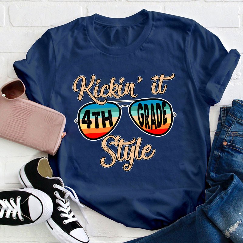 Personalized Grade Kicking It Style Teacher T-Shirt