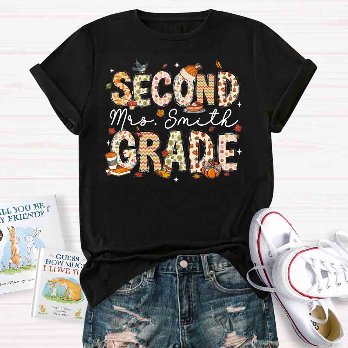 Personalized Name And Grade Fall Season T-shirt